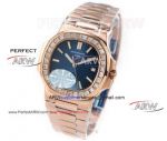 Perfect Replica Oe Factory 5713 Swiss Patek Philippe Nautilus Rose Gold Diamond Bezel Watch